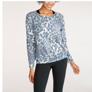 All Over Leopard Print Pull Over in Light Blue